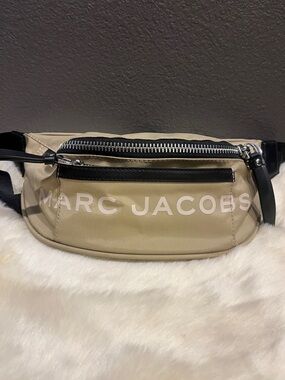 Marc Jacobs Beige Logo Waist Bag with Black leather Trim